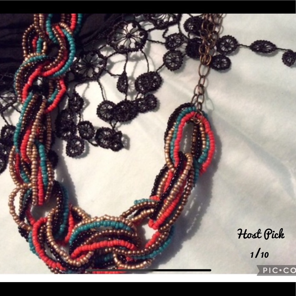 HP 🖤 NWOT Beaded Chain Link Necklace - Picture 1 of 5